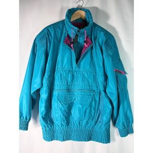 Vintage Kaelin Ski Jacket Womens 8 Teal Blue Pink Anorak Pullover 5420 Retro 90s